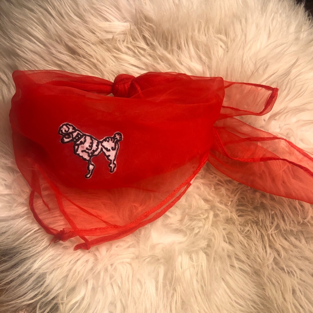 CUTEST Vintage Red Embroidered Poodle Scarf